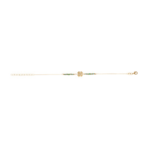 Bracelet en argent doré trèfle avec verre vert 16+3cm - Vue 2
