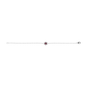 Bracelet en argent rhodié fleur oxyde rose et contour oxydes blancs 16+2cm - Vue 2