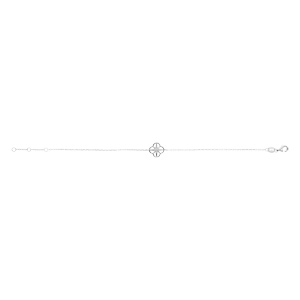 Bracelet en argent rhodi motif fleur avec un oyyde blanc central serti  - 16+2cm - Vue 2