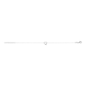 Bracelet en argent rhodié motif coeur avec un oxyde blanc serti - 16+3cm - Vue 2