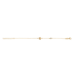 Bracelet en argent doré fleur et un oxyde blanc serti - 16+3cm - Vue 2