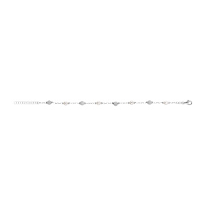 Bracelet en argent rhodié boules givrées et perles blanches imitation - 16+3cm - Vue 2