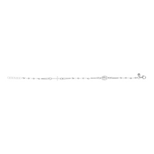 Bracelet en argent rhodié chapelet boules diamantées - 16+4cm - Vue 2