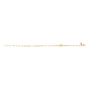 Bracelet en argent doré chapelet boules diamantées - 16+4cm - Vue 2