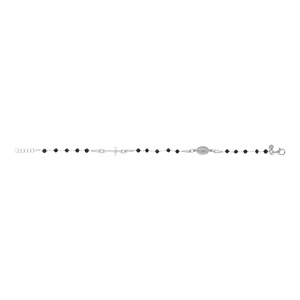 Bracelet en argent rhodi chapelet boules facetes spinelle noires - 16+4cm - Vue 2
