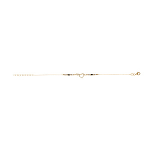 Bracelet en argent dor coeur avec oxydes blancs sertis avec verre blanc -16+3cm - Vue 2