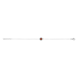 Bracelet en argent rhodié ambre rond véritable entouré d\'oxydesblancs - 16+3cm - Vue 2