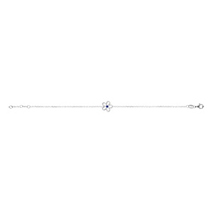 Bracelet en argent rhodi fleur ajoure pare d\'oxyde bleu -15+3cm - Vue 2