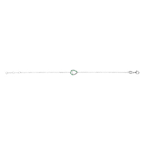 Bracelet en argent rhodi goutte avec oxydes verts et blancs sertis - 15+3cm - Vue 2