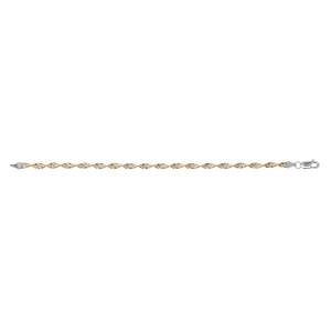 Bracelet en argent chane vrille avec 2 bordures dorure jaune largeur 4mm et longueur 18cm - Vue 2