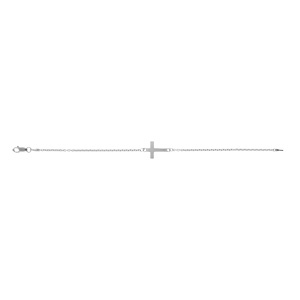 Bracelet en argent rhodié maille forcat avec croix plate lisse - 18cm - Vue 2