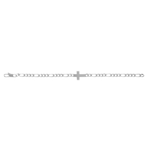 Bracelet en argent passivé 1+3 4mm croix plate lisse - 18cm - Vue 2