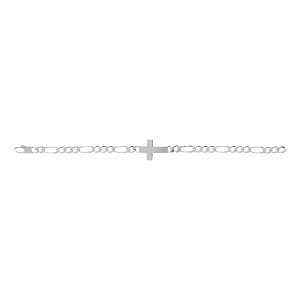 Bracelet en argent passivé 1+3 5mm croix plate lisse - 19cm - Vue 2