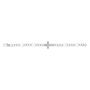 Bracelet en argent passivé 1+3 6mm croix plate lisse - 20cm - Vue 2