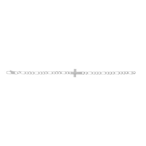 Bracelet en argent 1+3, 4mm croix plate lisse diamantée etoilée - 18cm - Vue 2
