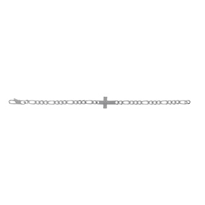 Bracelet en argent 1+3 4mm croix plate lisse diamant toile - 18cm - Vue 2