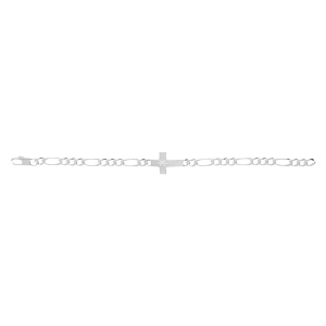 Bracelet en argent passivé 1+3 5mm croix plate lisse diamantée etoilée - 19cm - Vue 2