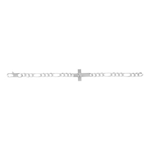 Bracelet en argent passivé 1+3 6mm croix plate lisse diamantée etoilée - 20cm - Vue 2