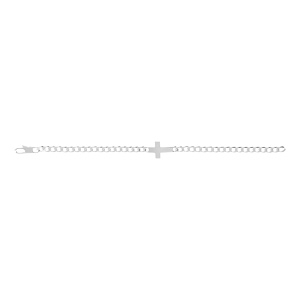 Bracelet en argent passivé maille gourmette 4mm croix plate lisse - 18cm - Vue 2