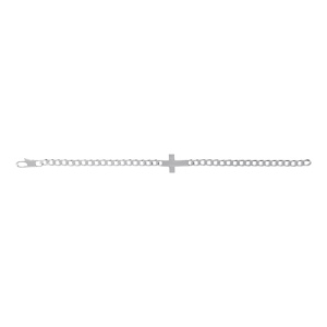 Bracelet en argent satiné maille gourmette 4mm croix plate lisse - 18cm - Vue 2