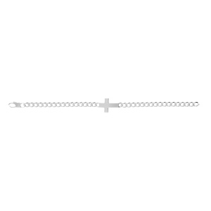 Bracelet en argent passivé maille gourmette 5mm croix plate lisse - 19cm - Vue 2