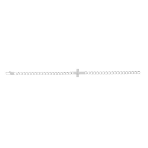 Bracelet en argent passivé maille gourmette 4mm croix plate lisse diamantée etoilée - 18cm - Vue 2