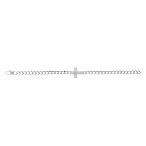 Bracelet en argent passivé maille gourmette 5mm croix plate lisse diamantée etoilée - 19cm - Vue 2