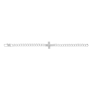 Bracelet en argent passivé maille gourmette 6mm croix plate lisse diamantée etoilée - 20cm - Vue 2