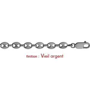 Chane en argent maille grains de caf largeur 6mm et longueur 55cm - Vue 2