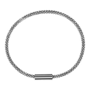 Bracelet en argent rhodi tube maille pop-corn - longueur 18cm - Vue 2