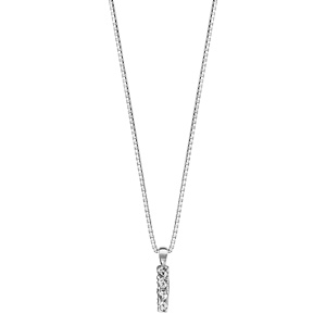 Collier en argent rhodi chane avec pendentif initiale I orne d\'oxydes blancs - longueur 45cm - Vue 2