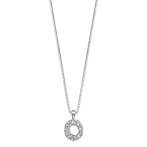 Collier en argent rhodi chane avec pendentif initiale O orne d\'oxydes blancs - longueur 45cm - Vue 2