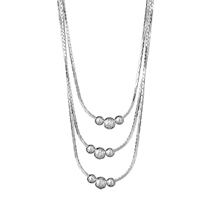 Collier en argent chaîne triple et 3 boules - longueur 42cm - Vue 2