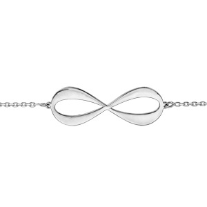 Bracelet en argent rhodi chane avec infini  graver 3 ou 4 prnoms - longueur 16cm + 3cm de rallonge - Vue 2