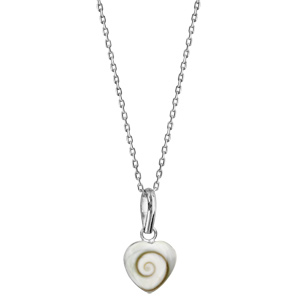 Collier en argent rhodi chane avec pendentif forme de coeur coquillage oeil de sainte lucie longueur 44,5cm - Vue 2