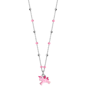 Collier en argent rhodi avec pendentif licorne rose longueur 36+3cm - Vue 2