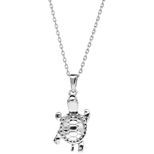 Collier en argent rhodi chane avec pendentif tortue 40+5cm - Vue 2