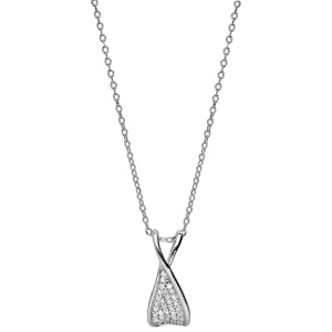 Collier en argent rhodi avec pendentif crois orn d\'oxydes blancs sertis longueur 43+2cm - Vue 2