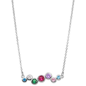 Collier en argent rhodi avec pendentif orn d\'oxydes multicouleur longueur 43+2cm - Vue 2