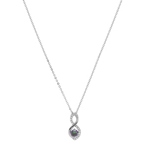 Collier en argent rhodi chane avec pendentif infini oxydes mystique et blancs sertis 40+5cm - Vue 2