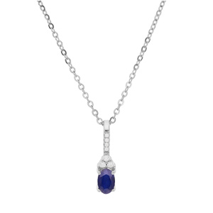 Collier en argent rhodi chane avec pendentif infini avec barrette et oxydes bleu et blancs sertis 40+5cm - Vue 2