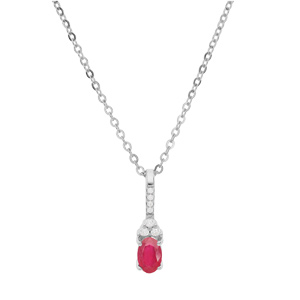 Collier en argent rhodi chane avec pendentif infini avec barrette et oxydes fuchsia et blancs sertis 40+5cm - Vue 2