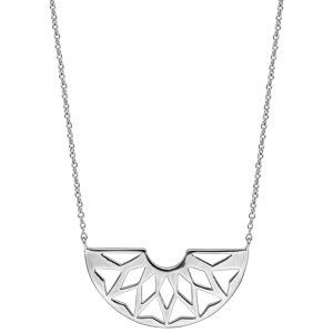 Collier en argent rhodi chane avec pendentif motif ajour 40+4cm - Vue 2