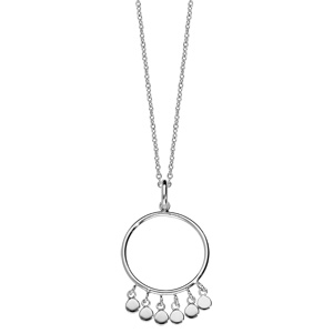 Collier en argent rhodi chane avec pendentif cercle et pastilles lisses 40+4cm - Vue 2