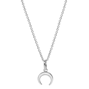 Collier en argent rhodi chane avec pendentif en forme de croissant de lune lisse longueur 40+4cm - Vue 2