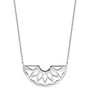 Collier en argent rhodi avec pendentif motif rayon de soleil ajour longueur 40+4cm - Vue 2