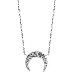 Collier en argent rhodi avec pendentif croissant de lune martel longueur 40+4cm - Vue 2