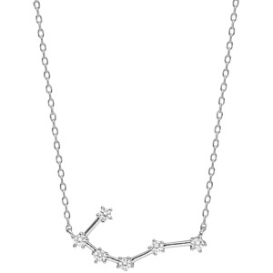 Collier en argent rhodi avec pendentif zodiaque constellation cancer oxydes blancs sertis longueur 42,5+2,5cm - Vue 2