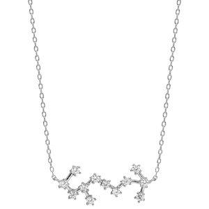 Collier en argent rhodi avec pendentif zodiaque constellation scorpion oxydes blancs sertis longueur 42,5+2,5cm - Vue 2