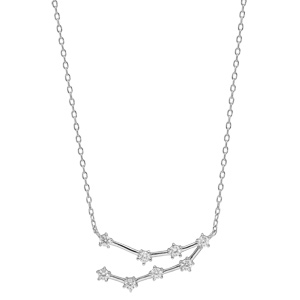 Collier en argent rhodi avec pendentif zodiaque constellation capricorne oxydes blancs sertis longueur 42,5+2,5cm - Vue 2